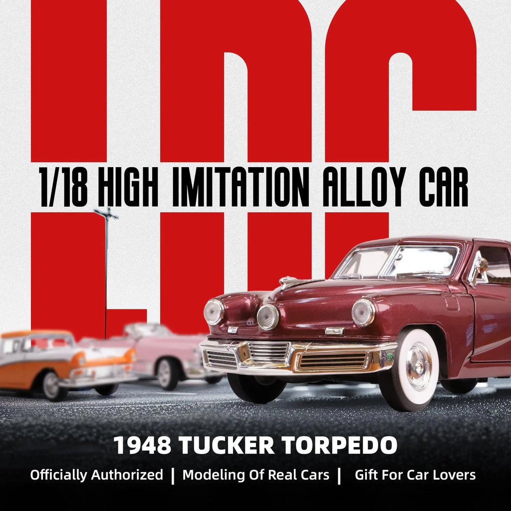 1948 Tucker Torpedo 1/18 Scale Die-Cast Metal Model Premium Classic Vintage Alloy Cars with Display Case, with Opening Doors, Be