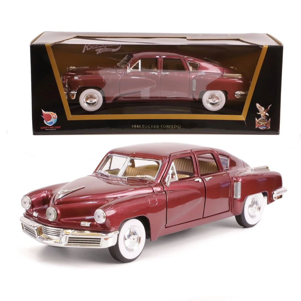 1948 Tucker Torpedo 1/18 Scale Die-Cast Metal Model Premium Classic Vintage Alloy Cars with Display Case, with Opening Doors, Be